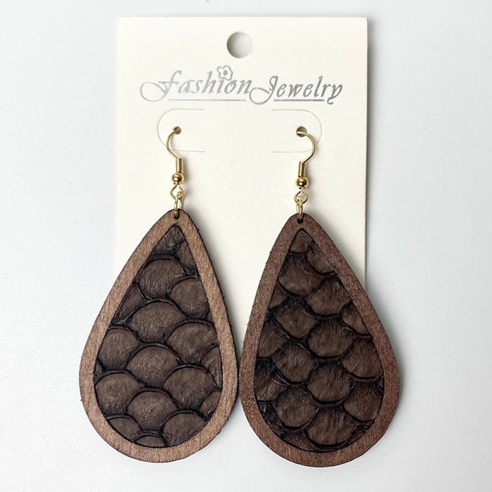 Wooden fish scale earrings