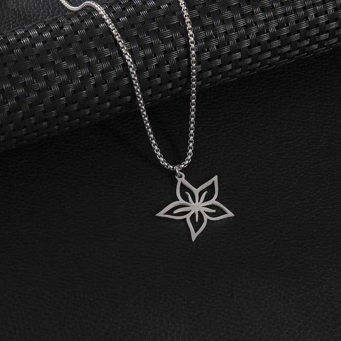 Five-pointed star flower pendant necklace, niche light luxury stainless steel simple temperament jewelry wholesale