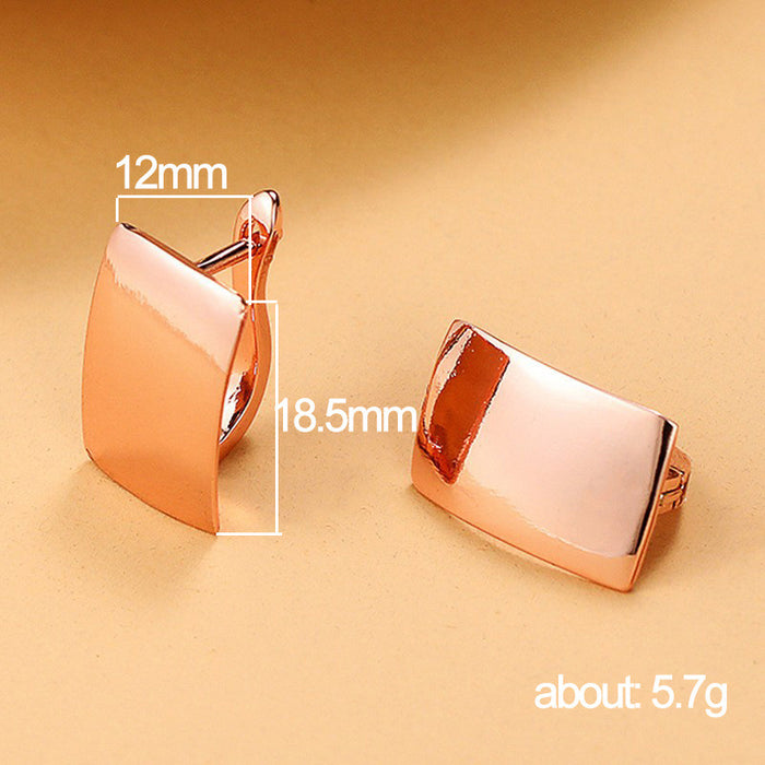 Rectangular earrings rose gold couple earrings