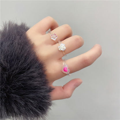 Pink Square Transparent Resin Ring - wallojewerly 