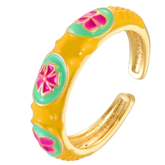 Wholesale dripping four-leaf clover open rings