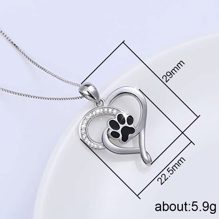 Cat's Paw Epoxy Heart Pendant Hollow Women's Necklace