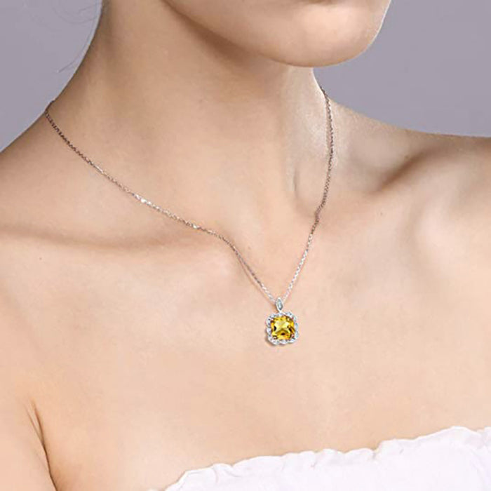 Sugar Cube Pendant Micro-inlaid Tourmaline Necklace European and American Luxury Necklace