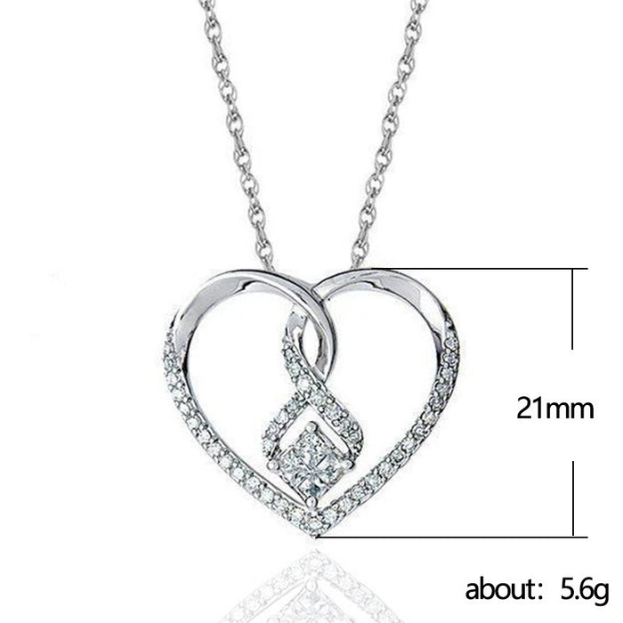 Heart Shaped Zirconia Pendant Clavicle Necklace Valentine's Day Gift