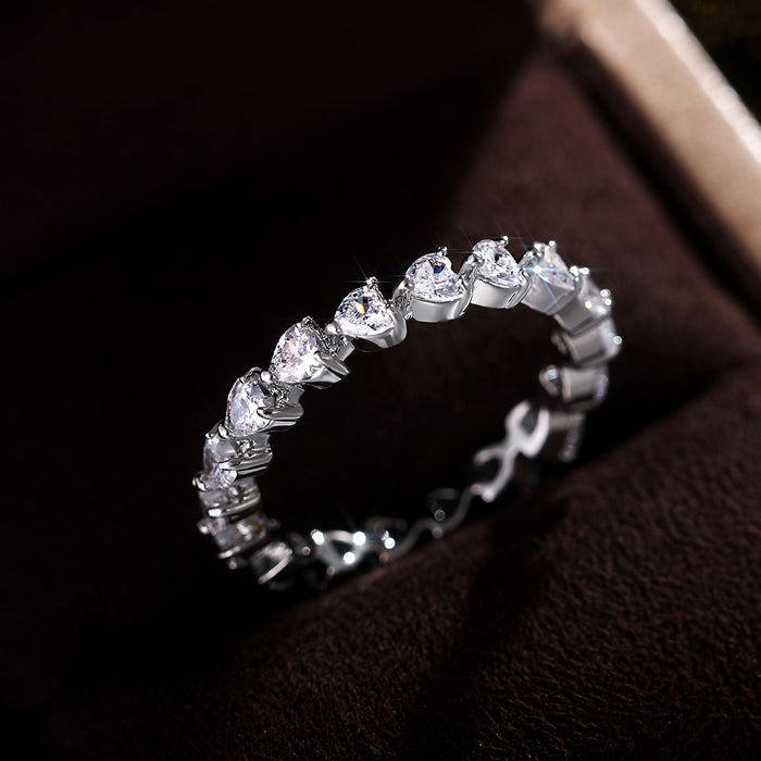 Heart-shaped zircon ring sweet ins style Valentine's Day gift ring