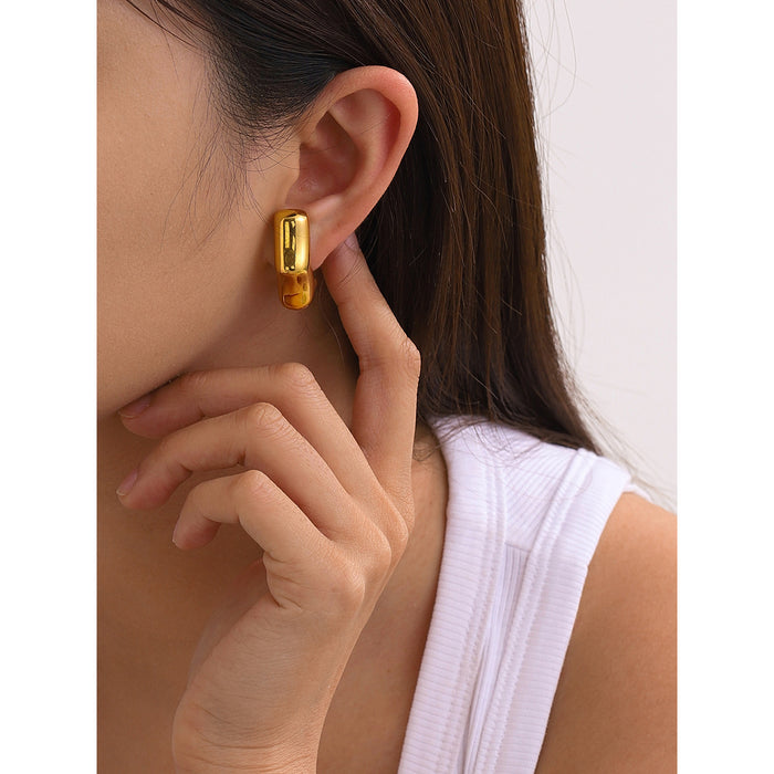 Amazon New 18K Gold Stainless Steel Bamboo Earrings - High-End Titanium Steel Jewelry