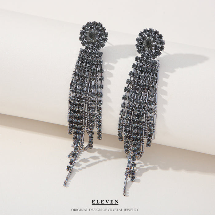 Vintage Long Tassel Earrings - S925 Silver Zircon Butterfly Dangle Earrings for Women - wallojewerly 