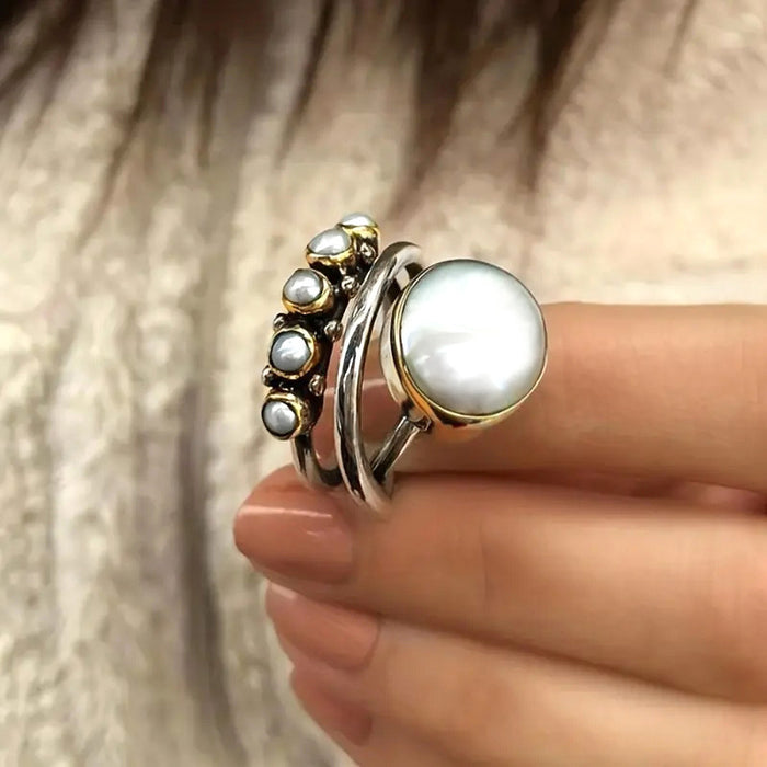 Vintage Thai Silver Imitation Pearl Ring