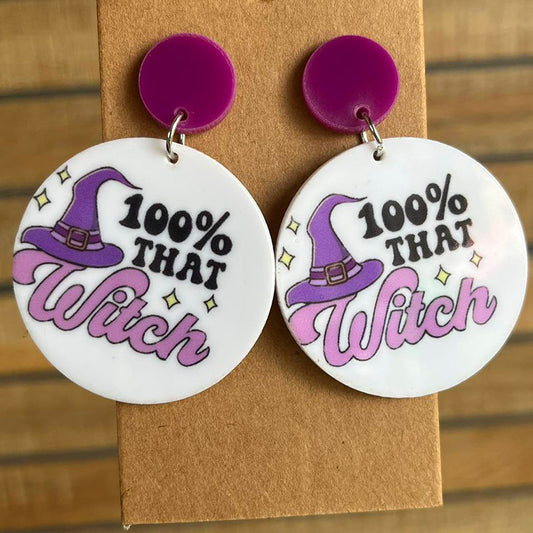 Halloween Acrylic Witch Earrings