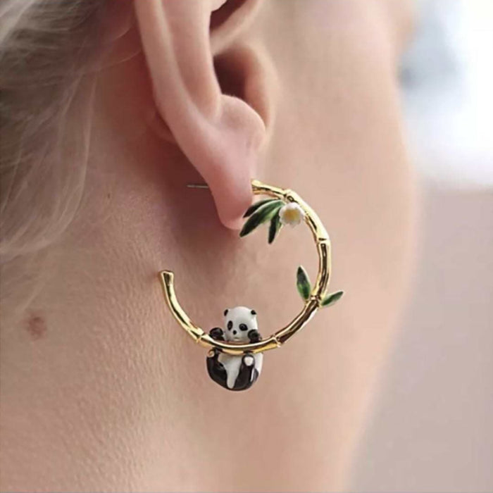 Pendientes de cristal con diamantes en forma de ojo de caballo