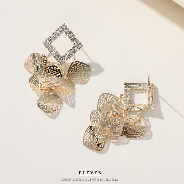 Sparkling Bohemian Diamond Earrings - Luxurious Geometric Jewelry for Women