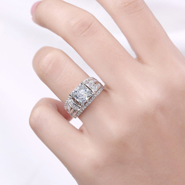 Domineering square ladies diamond ring creative full diamond micro-inlaid ring