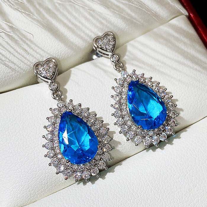 Blue zircon earrings earrings wholesale