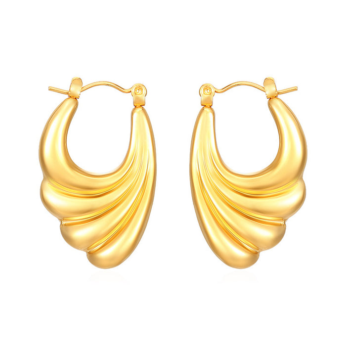 Pendientes de acero inoxidable de bambú con baño de oro de 18 quilates, pendientes de lujo ligeros para mujer