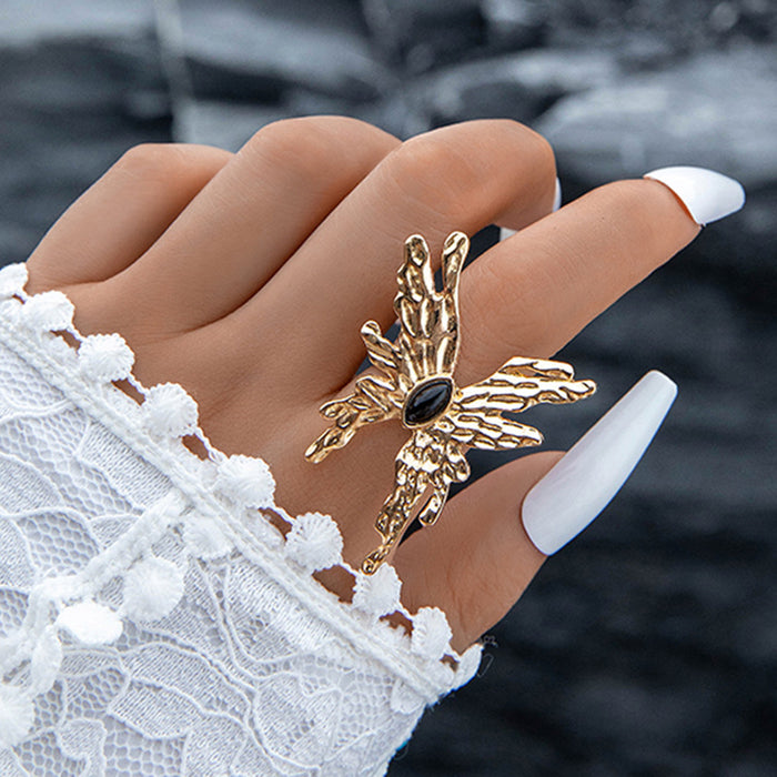 Vintage Butterfly Gemstone Ring Set - 5pcs Unique Index Finger Rings