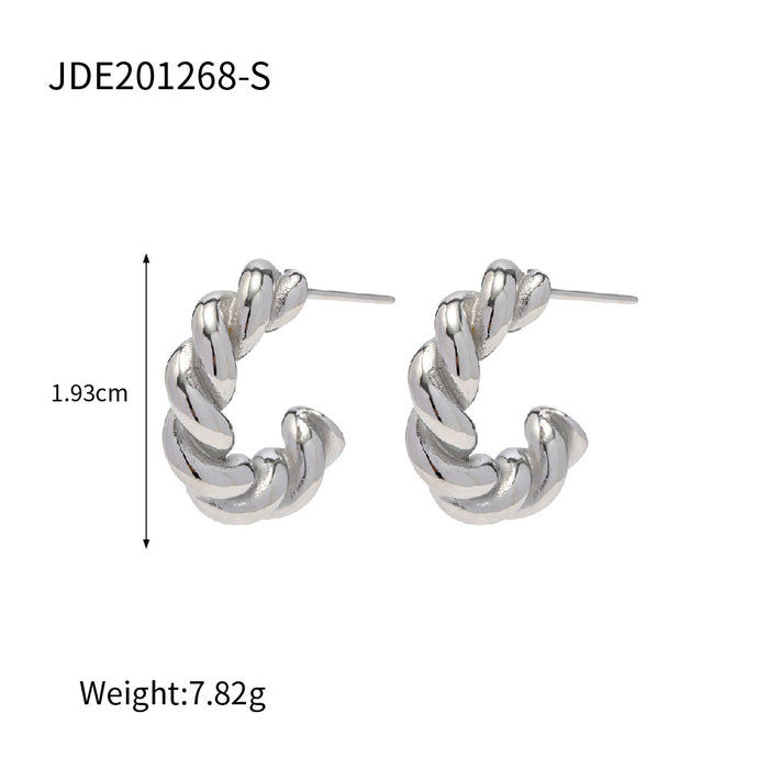 European Cross-Border Popular Stainless Steel Braided Spiral Hoop Earrings - Non-Fading Jewelry for Women