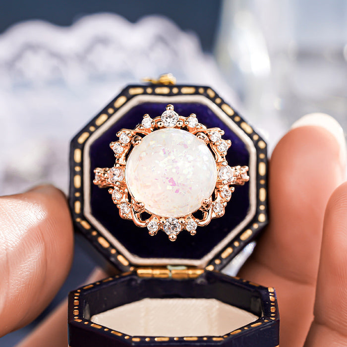 Women's micro-inlaid shiny round ring