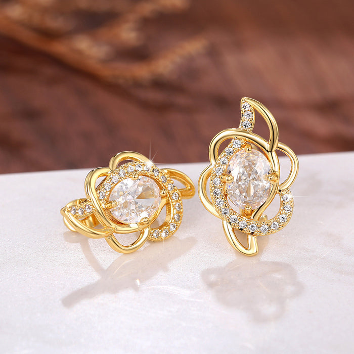 Women's earrings with diamonds, fashionable and trendy earrings