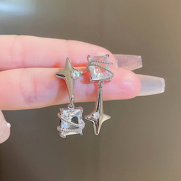 Star ice cube earrings four-pointed star stitching cross earrings