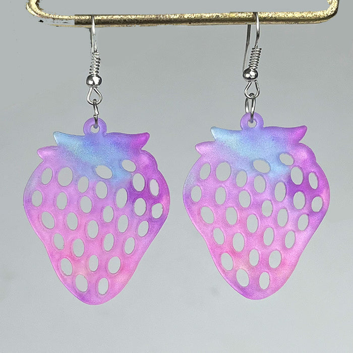 Valentine's Day Pink Earrings with Flamingo, Strawberry, and Floral Designs