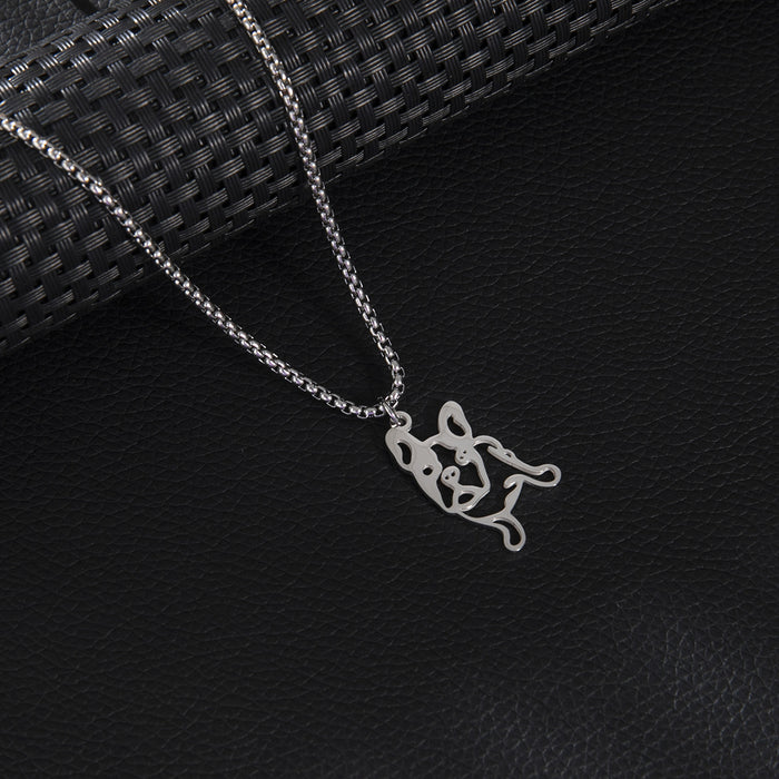 Happy dog pendant necklace, summer stainless steel non-fading long versatile jewelry spot wholesale