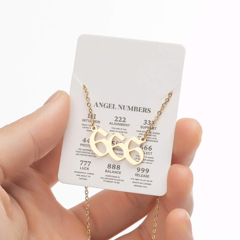 Angel Number Sweater Chain, Vintage 000-999 Stainless Steel Pendant Necklace Wholesale - wallojewerly 