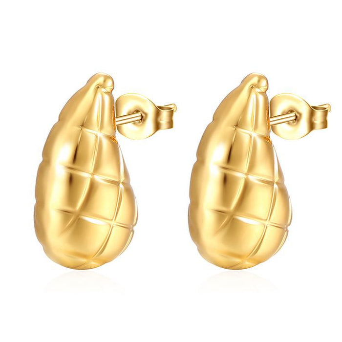 Glossy water drop hollow earrings stainless steel gold-plated titanium steel light luxury earrings