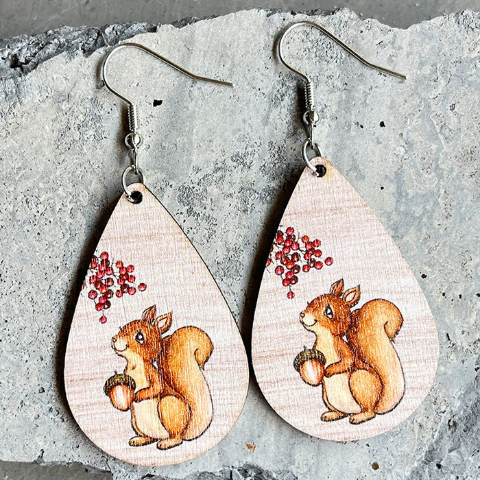 Wooden mushroom earrings