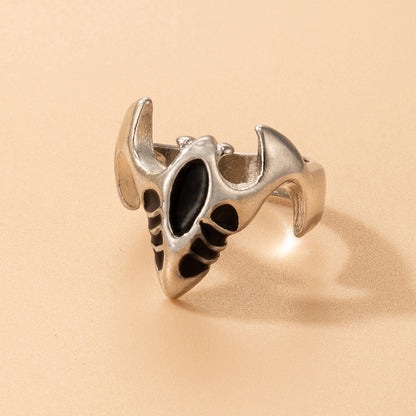 Exaggerated punk hip-hop style cartoon snake fox moon ring