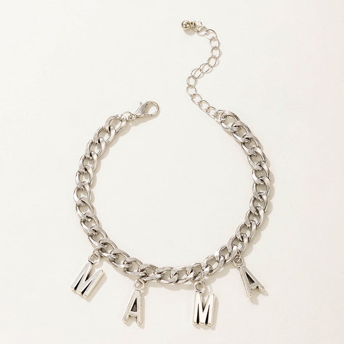 Simple Letter Anklet with Geometric Chain Design - Mother’s Day Gift