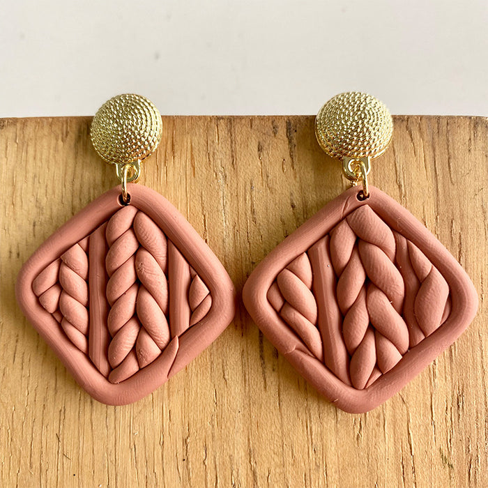 Handcrafted Geometric Embossed Clay Earrings - Stylish and Unique Jewelry