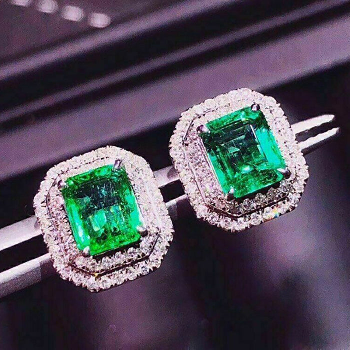 Pendientes de estilo palacio con diamantes, hermosos pendientes de doble capa