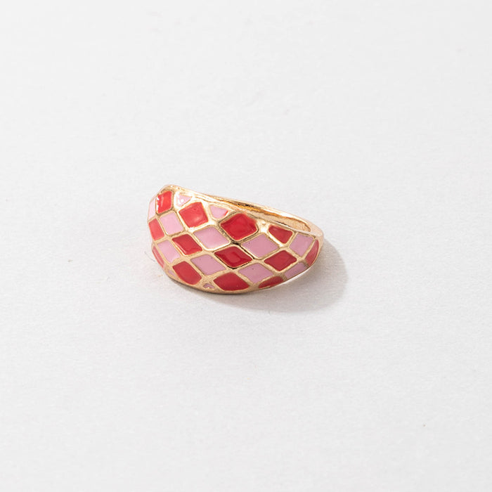 Colorful Oil Drop Square Single Ring