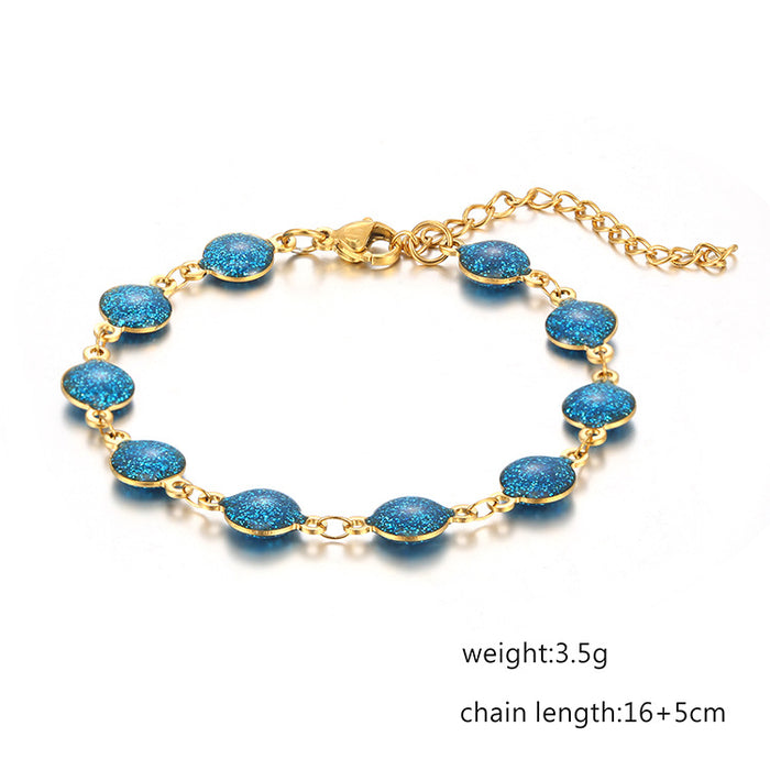 Stainless steel powder plated 18K gold women's Bohemian bracelet