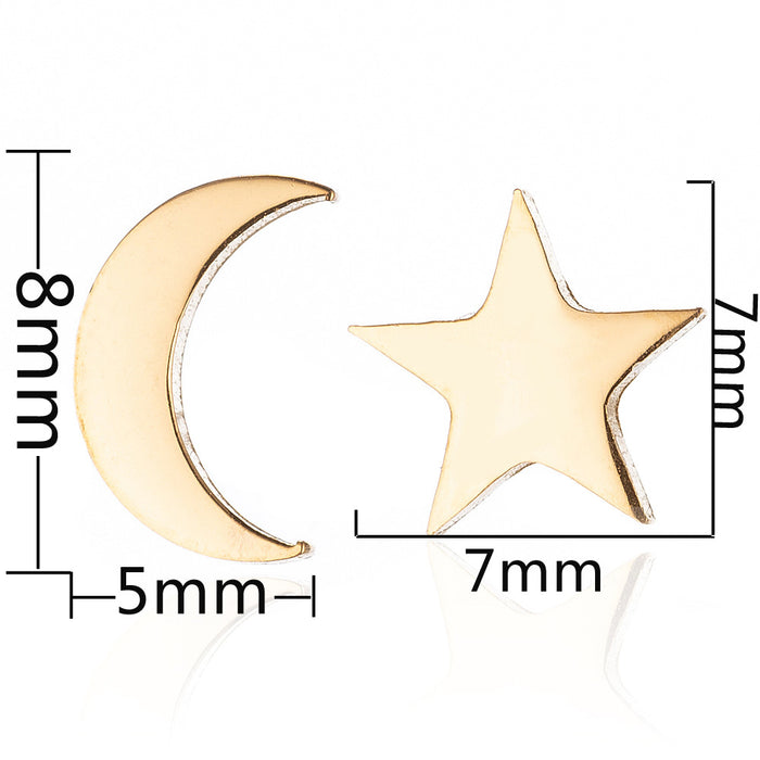 Black star and moon earrings, cross-border new stainless steel simple star and moon earrings personalized accessories wholesale