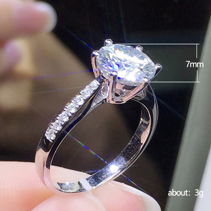 Classic six-claw zircon engagement ring proposal wedding ring