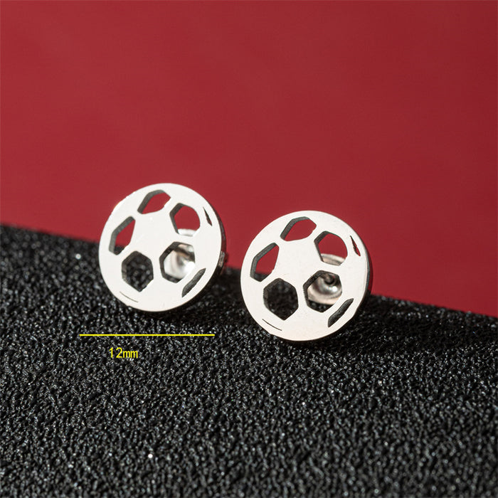 Soccer Ball Stainless Steel Stud Earrings - Simple and Playful Sporty Jewelry