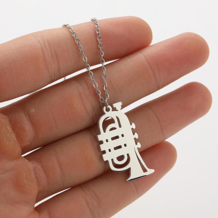 Music Note and Accordion Pendant Necklace - Elegant and Stylish Jewelry