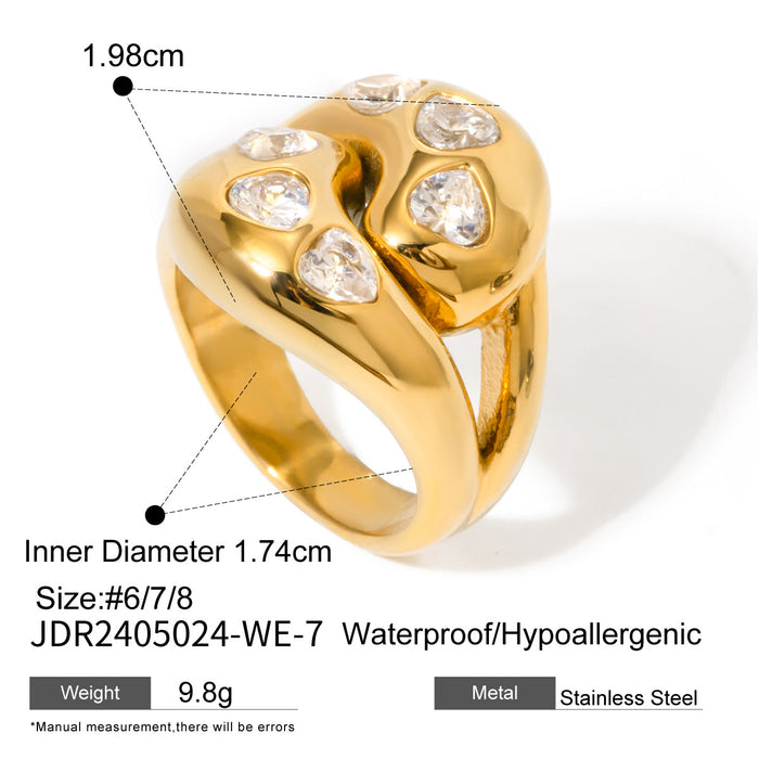 Exquisite 18K Gold Plated Stainless Steel Ring with Wavy Design