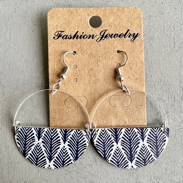 Wooden Blue Tree Earrings