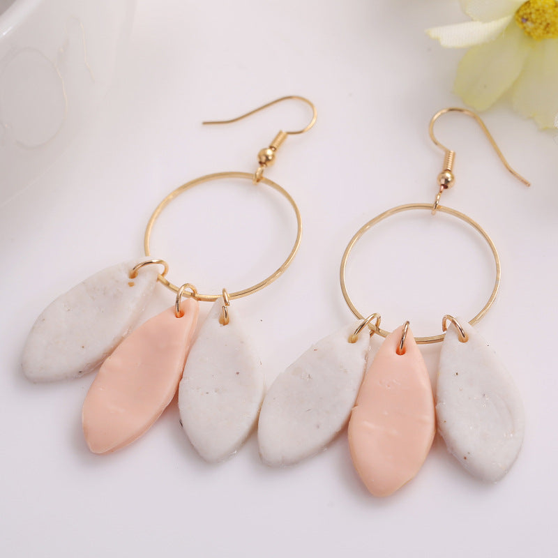 Modern Geometric Clay Earrings - Trendy Floral Design for a Chic Look