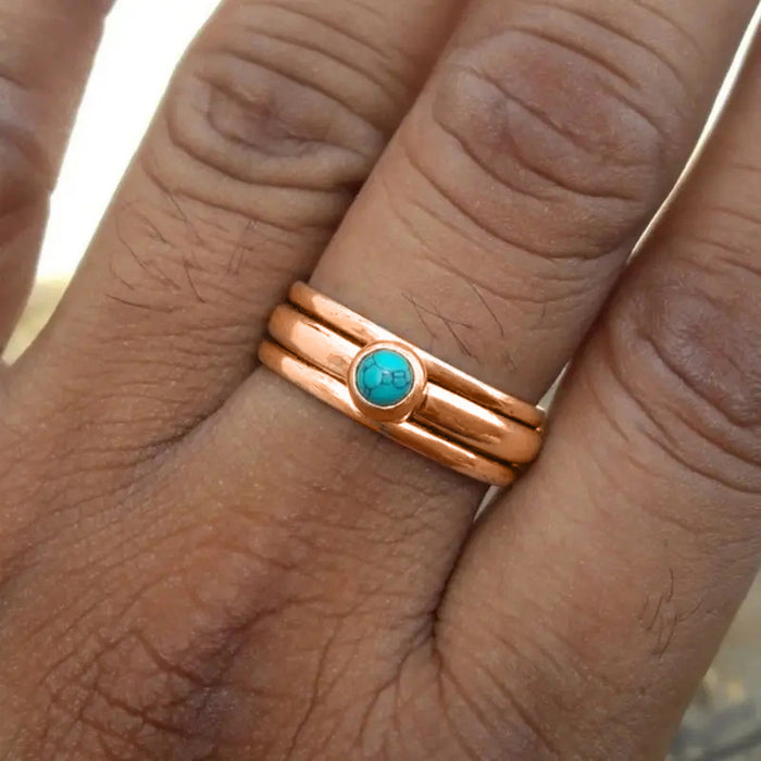 Anillo de ópalo de imitación redondo, anillo étnico retro, joyería para mujer