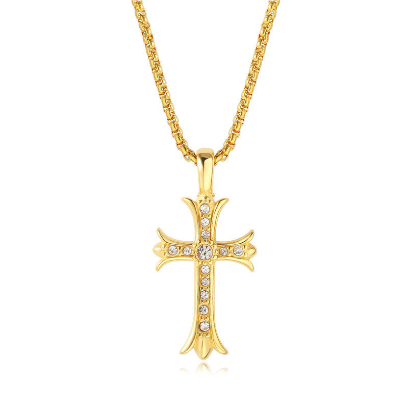 Hip Hop Diamond Cross Men's Necklace - wallojewerly 