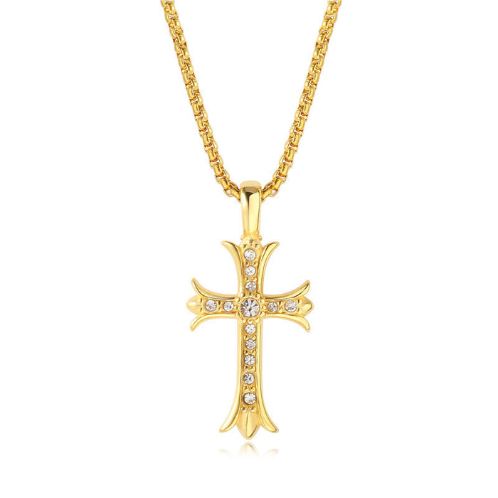 Hip Hop Diamond Cross Men's Necklace - wallojewerly 