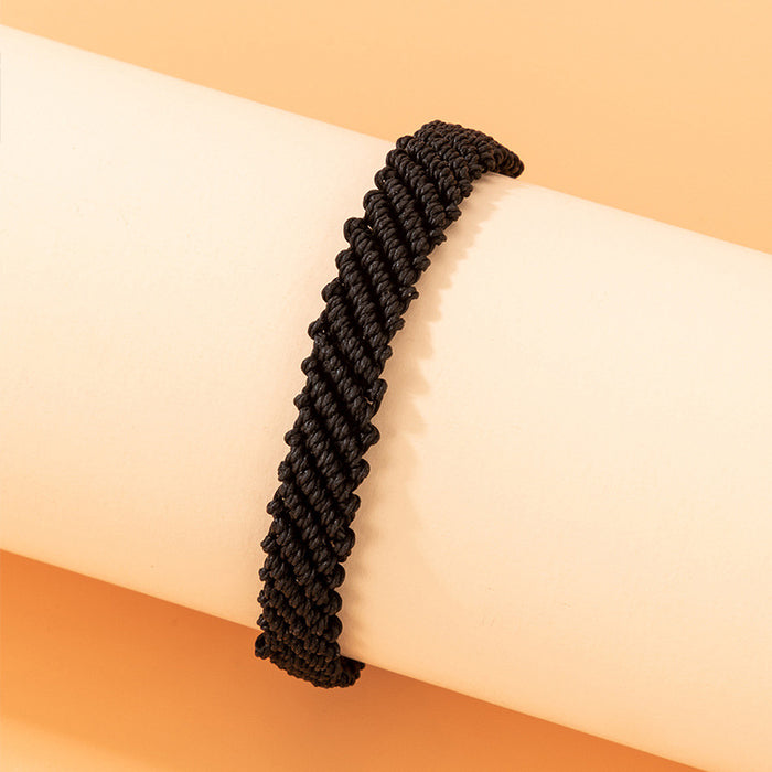 Ethnic Style Braided Black Cord Bracelet with Adjustable Fit