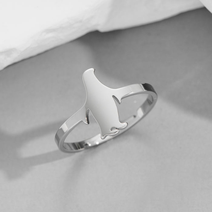 Penguin ring, Japanese and Korean style stainless steel small animal open ring wholesale