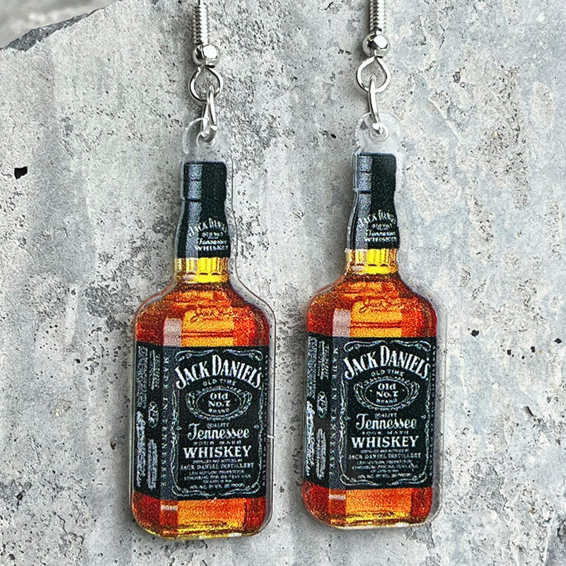 Acrylic Fun Beer and Red Wine Earrings - wallojewerly 