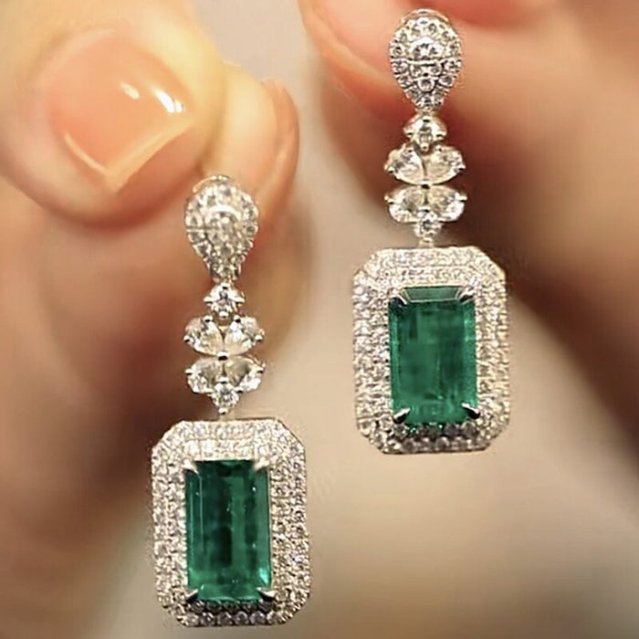 Square brilliant zircon earrings