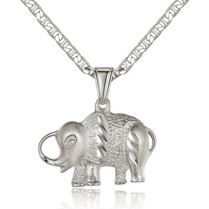 Collar de moda metálico estilo tailandés con colgante de elefante de la suerte para mujer