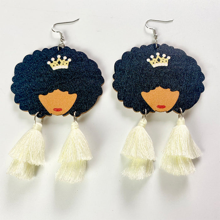 Wooden Crown Earrings